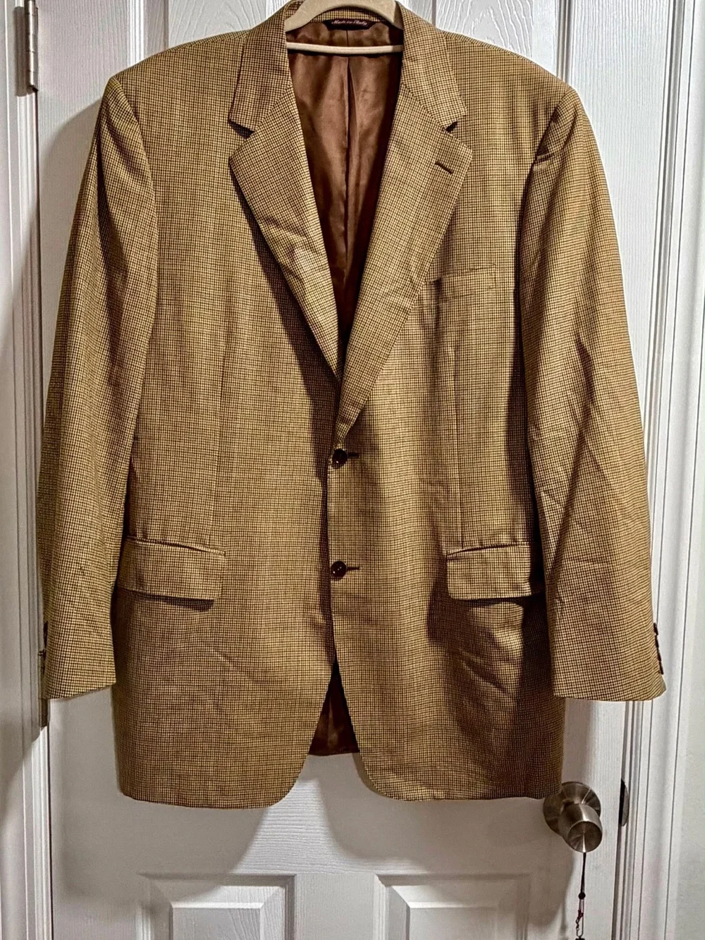 Canali Brown Tan Houndstooth Sport Coat
